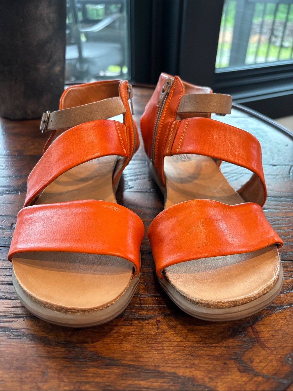 MIZ MOOZ Comfy Leather Sandals,Orange, Adjustable, Stylish, Comfortable, Fall 38